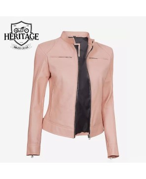 Light Pink Women's Cafe Racer Jacket