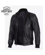 Premium Black Leather Bomber Jacket