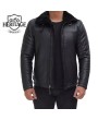 Aviator Black Leather B3 Bomber Jacket for Men