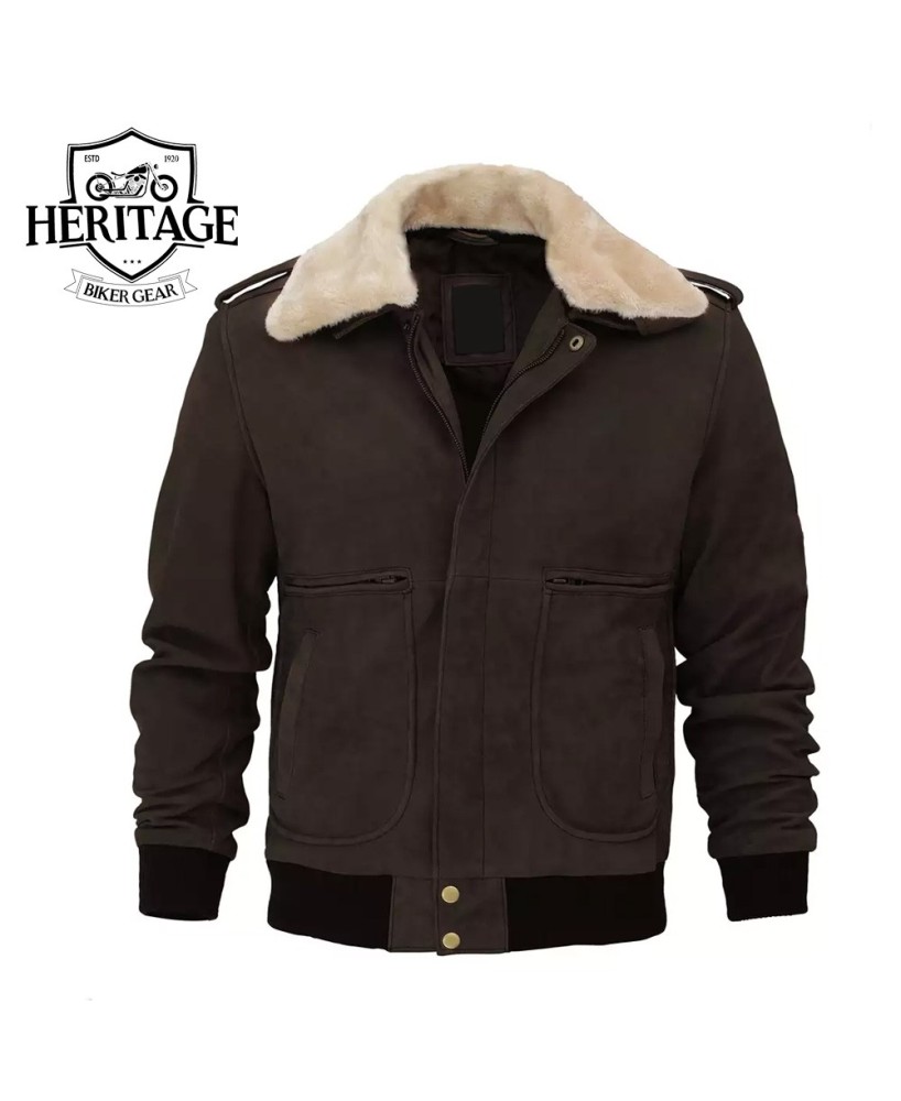 Pierson Dark Brown Leather Bomber Jacket