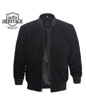 Premium Black Suede Bomber Jacket for Men