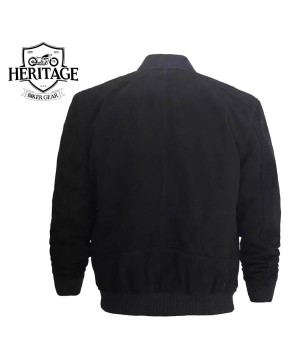 Premium Black Suede Bomber Jacket for Men