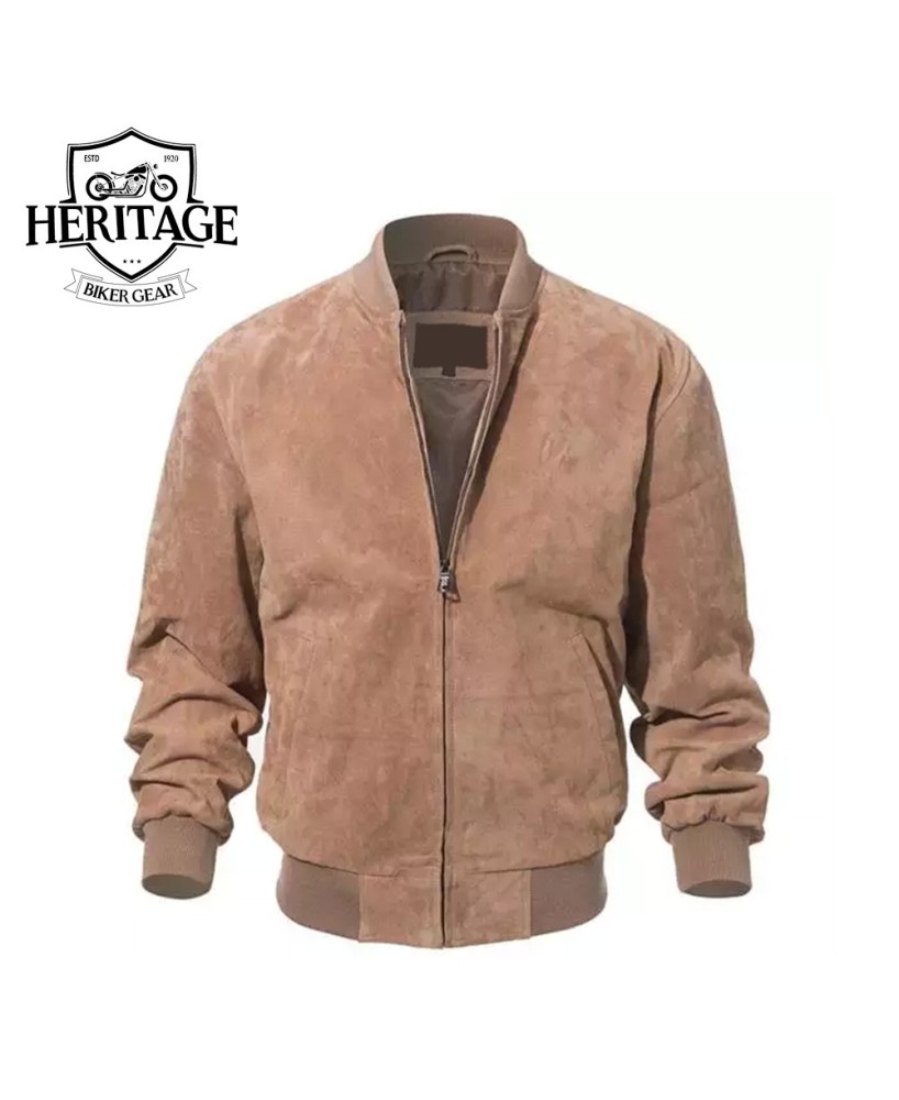 Adamsville Camel Suede Bomber Jacket - Premium Men's Outerwear