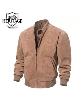 Adamsville Camel Suede Bomber Jacket - Premium Men's Outerwear