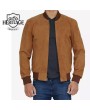 Light Brown Suede Bomber Jacket - Men's Fashion Essential