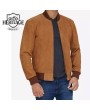 Light Brown Suede Bomber Jacket - Men's Fashion Essential