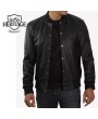 Classic Black Leather Bomber Jacket for Men