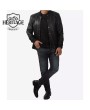 Classic Black Leather Bomber Jacket for Men