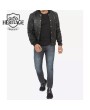 Portwood Men's Black Snuff Leather Bomber Jacket - Warm & Stylish