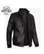 Tyler Men's Black Leather Bomber Jacket - Genuine Lambskin Comfort