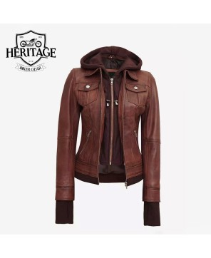 Women's Dark Brown Bomber Jacket