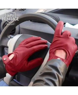 Maroon Leather Gloves for Men