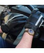 Black Leather Gloves with White Stripe