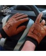 Tan Brown Quilted Leather Gloves for Men