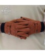 Tan Brown Quilted Leather Gloves for Men