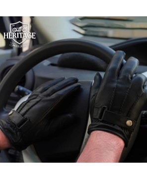 Black Leather Driving Gloves for Men