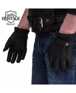 Black Leather Driving Gloves for Men