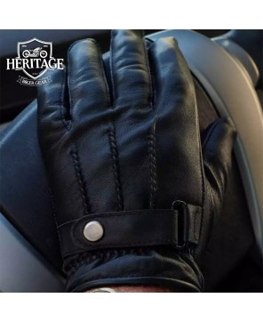 Black Leather Driving Gloves for Men