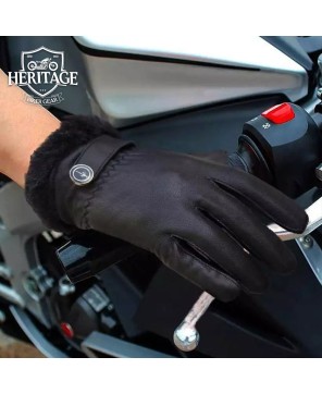 Luxury Black Fur Leather Gloves - Stay Warm in Style!