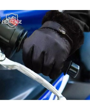 Luxury Black Fur Leather Gloves - Stay Warm in Style!