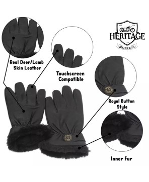 Luxury Black Fur Leather Gloves - Stay Warm in Style!