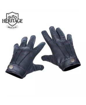 Adjustable Black Leather Gloves | Bond Style