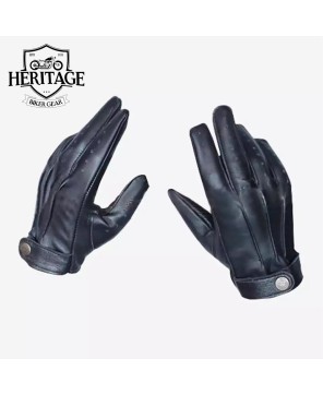 Adjustable Black Leather Gloves | Bond Style