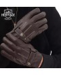 Brown Leather Motorcycle Gloves - Touchscreen, Anti-Slip, Vintage Look