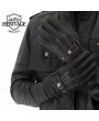 Black Leather Motorcycle Gloves - Touchscreen Ready