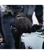 Black Leather Motorcycle Gloves - Touchscreen Ready