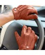 Strap Tan Leather Gloves