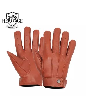 Strap Tan Leather Gloves