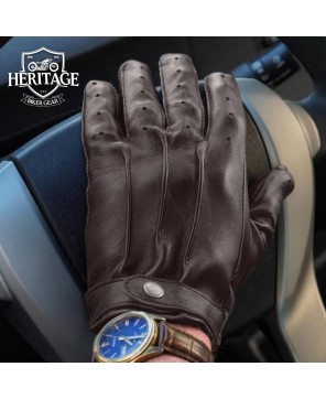 Premium Brown Leather Fingerless Gloves - Stylish & Durable Design