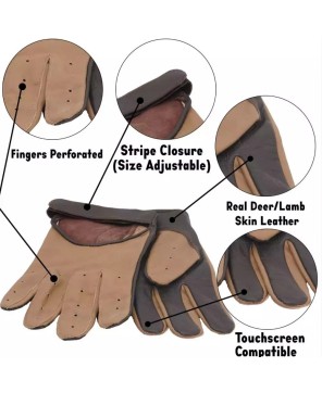 Mens Beige and Brown Two-Tone Leather Gloves - Stylish Winter Comfort