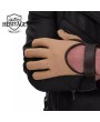 Mens Beige and Brown Two-Tone Leather Gloves - Stylish Winter Comfort