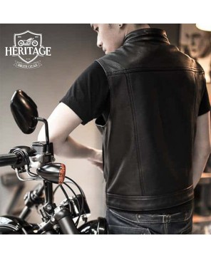 Customizable Men's Leather Rebel Motorcycle Vest