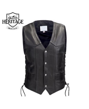 Men's Laced Full Back Motorcycle Vest - Perfect for Patches and Storag