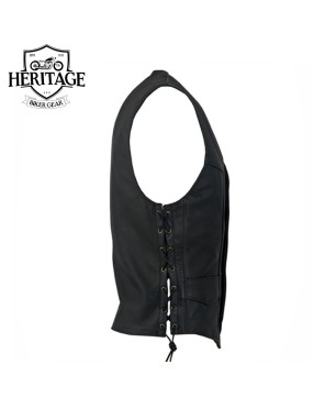 Men's Laced Full Back Motorcycle Vest - Perfect for Patches and Storag