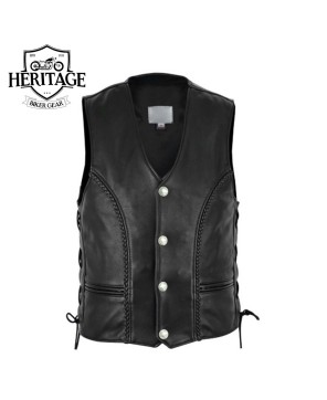 Men's Braided Vest with Buffalo Nickels | Authentic Leather