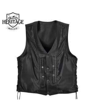 Men's Braided Vest with Buffalo Nickels | Authentic Leather