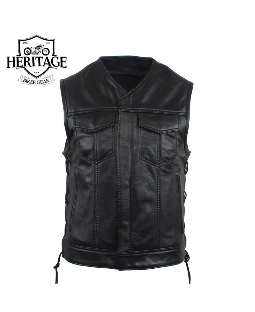 Men's Laced Rebel Club Vest - Premium Leather, Adjustable Fit