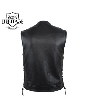 Men's Laced Rebel Club Vest - Premium Leather, Adjustable Fit