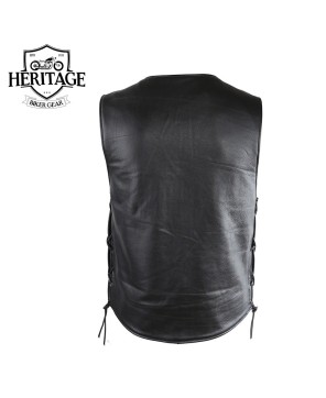 Men's Leather Motorcycle Vest - 10 Pockets, USA Made