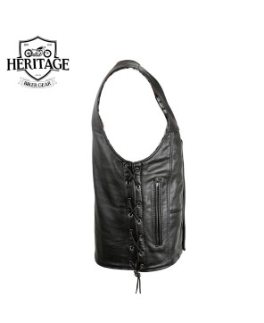 Men's Leather Motorcycle Vest - 10 Pockets, USA Made