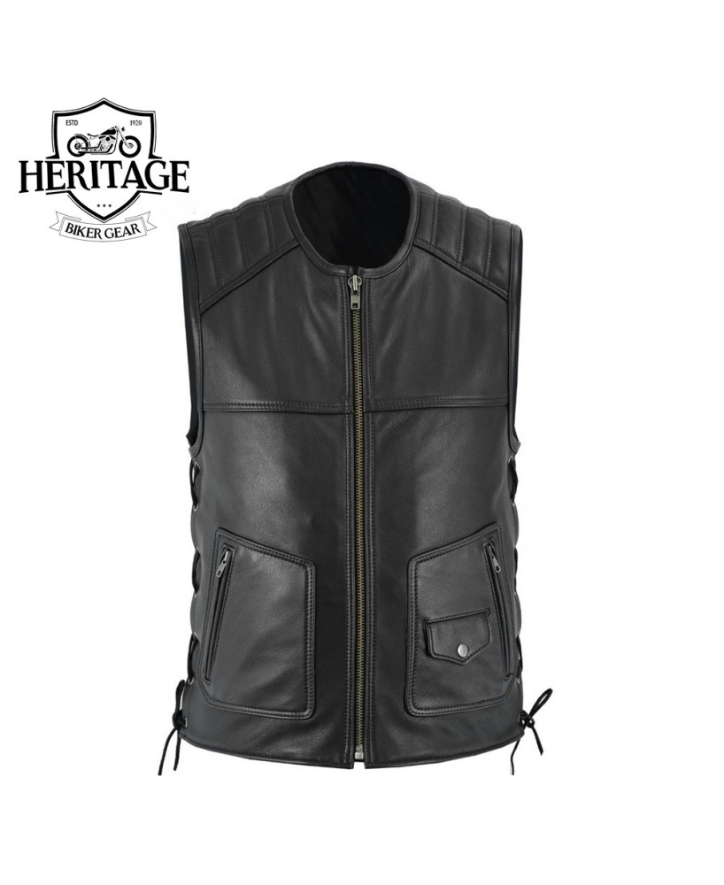 Trooper Motorcycle Vest: Durable Leather