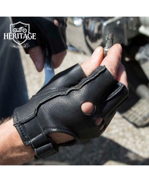 Premium Fingerless Deerskin Motorcycle Gloves