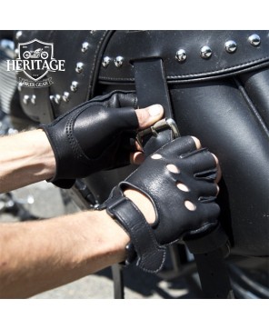 Premium Fingerless Deerskin Motorcycle Gloves