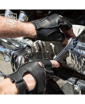 Premium Fingerless Deerskin Motorcycle Gloves