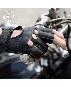 Premium Fingerless Deerskin Motorcycle Gloves