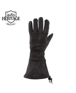 FCL Drawstring Gauntlet Deerskin Motorcycle Gloves